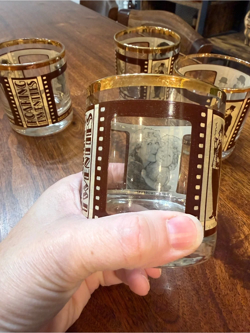 Roaring Twenties Glass Tumbler Set in Gold and Brown